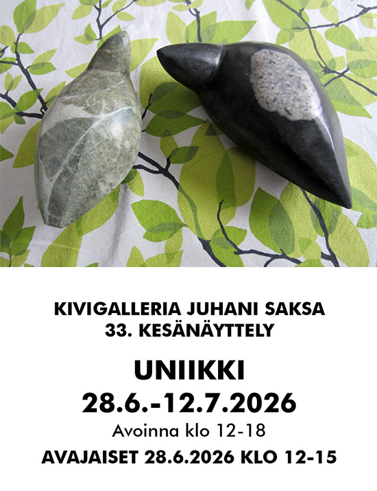 Juhani Saksa Kivigalleria kesänäyttely 2026 Uniikki